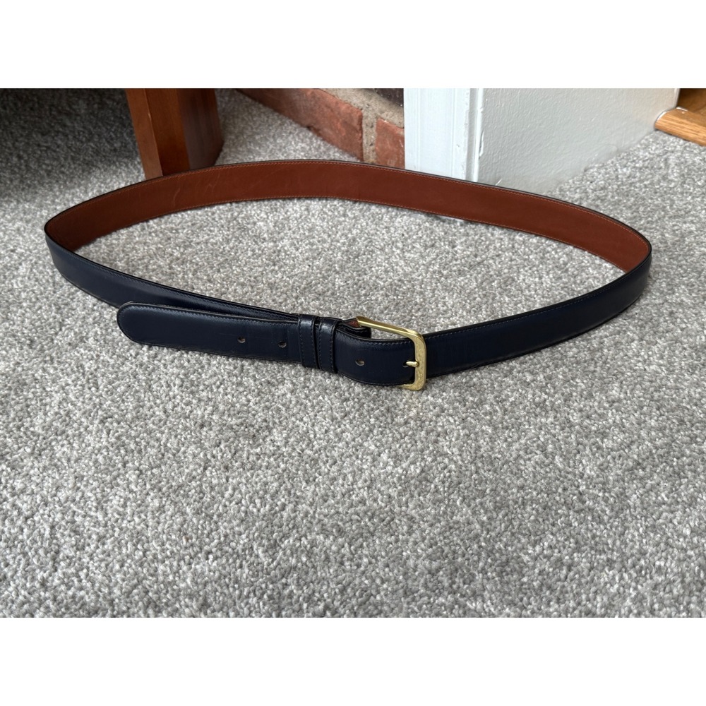 Coach Vintage Navy Blue Burnished Cowhide Leather Belt Gold Buckle 32 85cm 5300